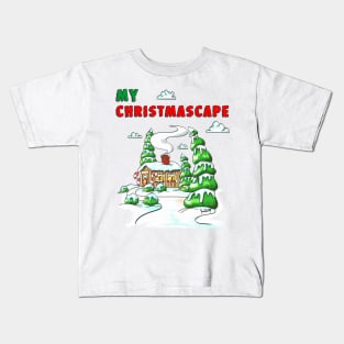 Christmas Log Cabin Winter Scene Gift V1 Kids T-Shirt